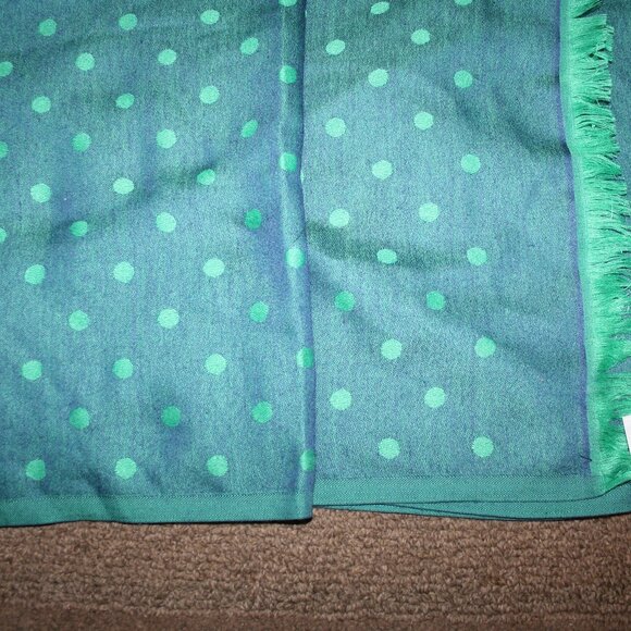 Talbots Fringed Green / Dark Green Polyester Long Winter Scarf - Picture 6 of 10